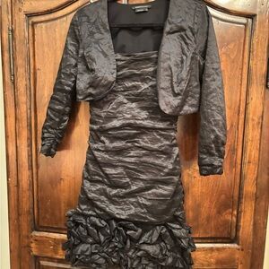 BCBGMaxAzria Black Ruched Strapless Sheath Dress